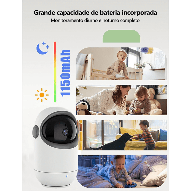 Câmera de monitoramento BabaCam 360° Pro com visão noturna.